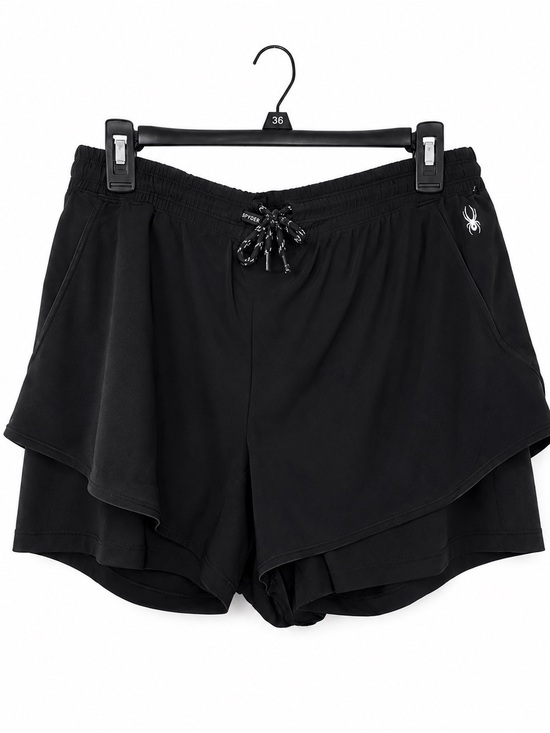 Spyder Pants - Spyder Black Layered Athletic Shorts with Logo